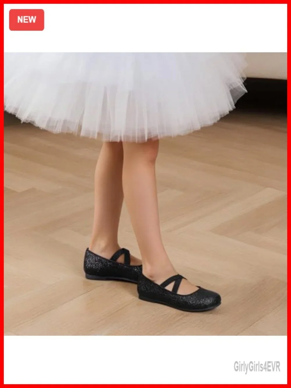 Girls Mary Jane Flats Ballet Shoes Crossover Straps Round Toe Slip-On